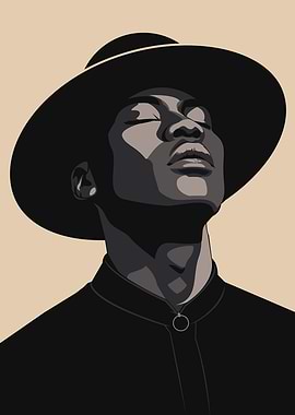 Man in Hat and Black Shirt