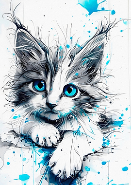 Cute Kitten with Blue Eyes
