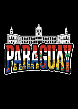 Paraguay Text Art with Landmark