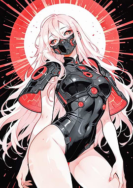 Cyberpunk Anime Girl with Mask