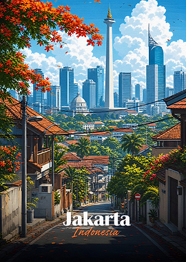 Jakarta Cityscape with Monas Tower