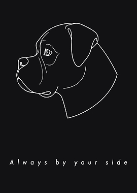 Boxer Silhouette Line Art — Obsidian Gray Edition