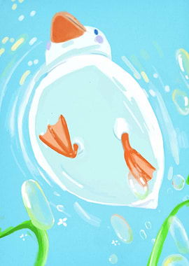 Cute Duck Floating in Water