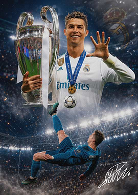 Cristiano Ronaldo with Champions League Trophy