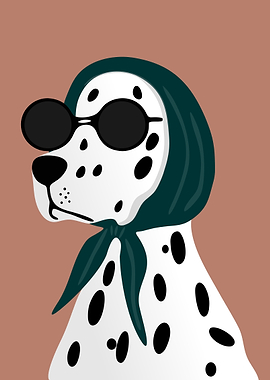 Dalmatian Dog Wearing Scarf and Sunglasses