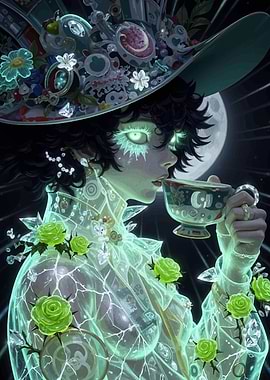 Ethereal Woman Drinking Tea