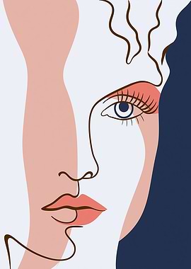 Abstract Face Line Art