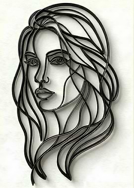 MINIMALIST FEMALE FACE LINE ART WALL ART | ELEGANT ONE LINE DRAWING