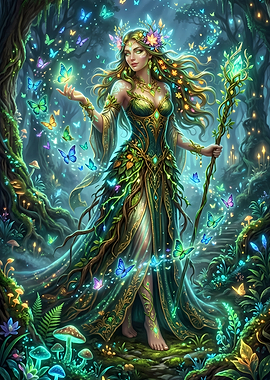 Enchantress in a Magical Forest