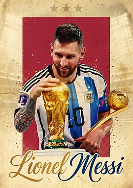 Lionel Messi with World Cup Trophy