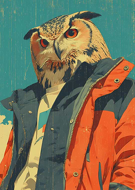 Owl in Retro Jacket style