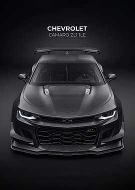 sleek dark Chevrolet Camaro ZL1 1LE car poster