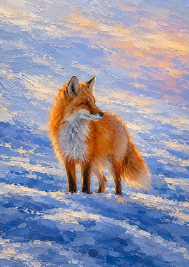 Red Fox in Snowy Landscape