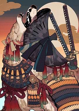 Samurai Wolf with Katana