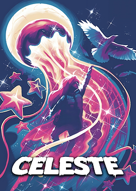 Celeste Game Art with Jellyfish and Stars
