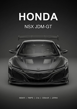 sleek black Honda NSX JDM GT car poster