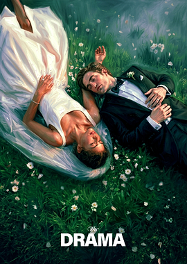 Couple in Wedding Attire in a Field