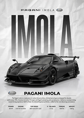 sleek black Pagani Imola Hypercar poster