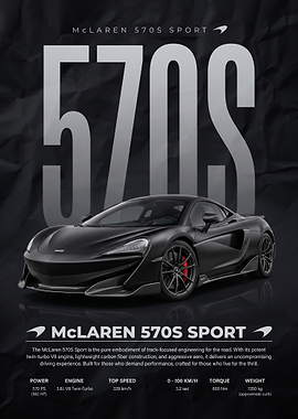 sleek black McLaren 570S Sport Car poster