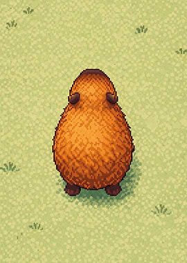 Pixel Art Capybara on Grass