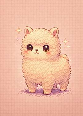 Cute Pixel Art Alpaca