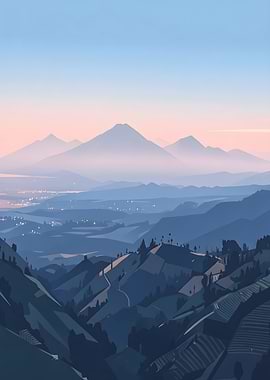 Serene Mountain Landscape at Dusk
