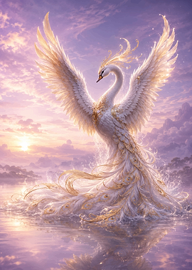 Mythical Swan Phoenix in Water