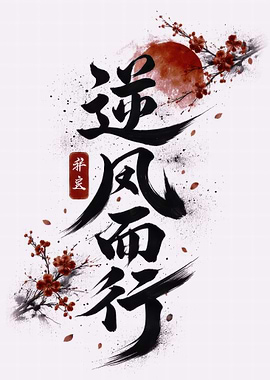 Chinese Calligraphy with Cherry Blossoms