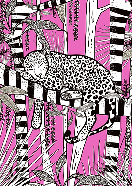 Leopard Sleeping on a Tree Branch