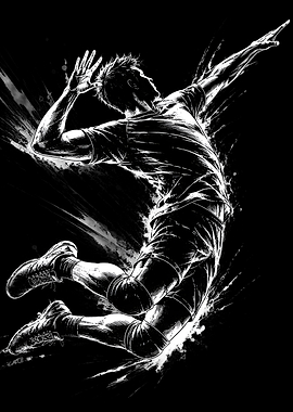 Volleyball Player Jumping to Spike