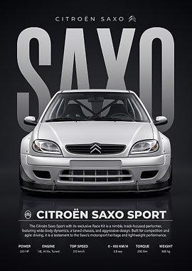 sleek white Citroën Saxo Sport Poster
