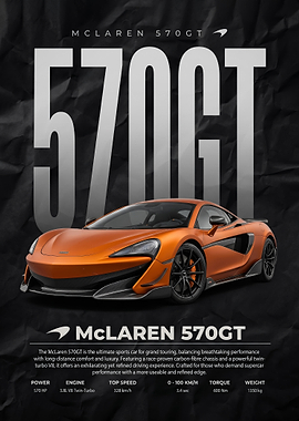 sleek McLaren 570GT Sports Car poster