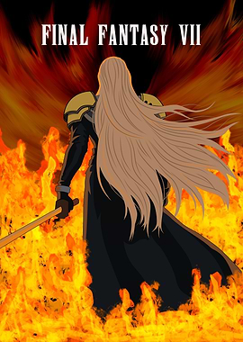 Sephiroth in Flames Final Fantasy VII