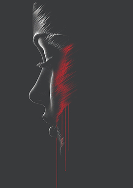 Profile of a Woman with Red Streaks