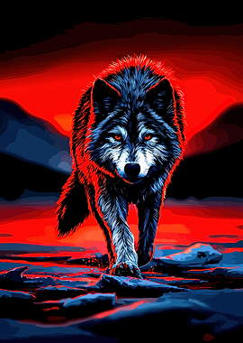 Fierce Wolf with Red Eyes