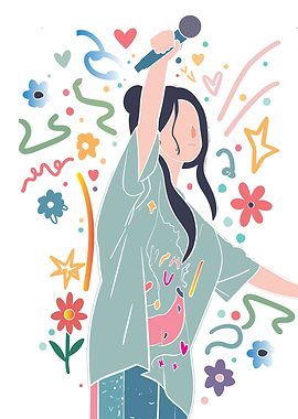 Doodle Girl performing on stage