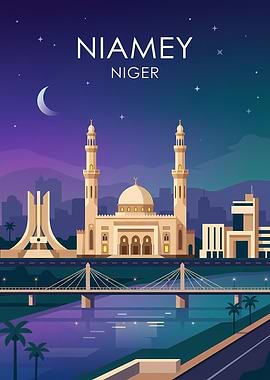 Niamey, Niger Cityscape at Night