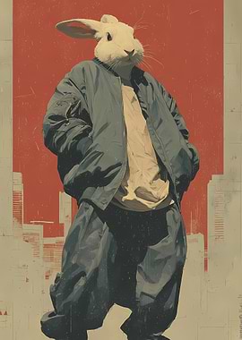 Rabbit in a Retro Vintage Style furry