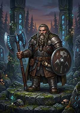 Dwarf Warrior with Axe and Shield