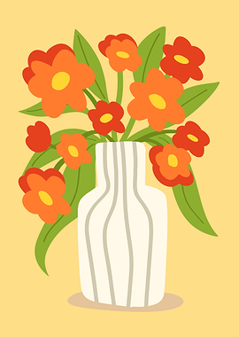 Vase of Orange Flowers