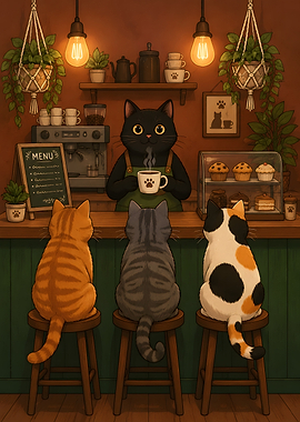 Cats at a Coffee Shop