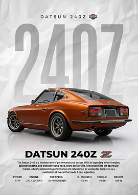 sleek rear Datsun 240Z Car Poster
