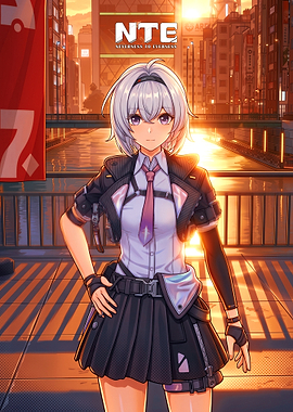 Anime Girl in Futuristic City