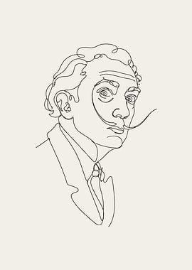 Salvador Dali Line Art Portrait
