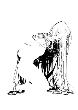 Abstract Anime Character with Flowing Hair