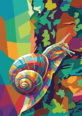 Colorful Snail on a Tree Branch
