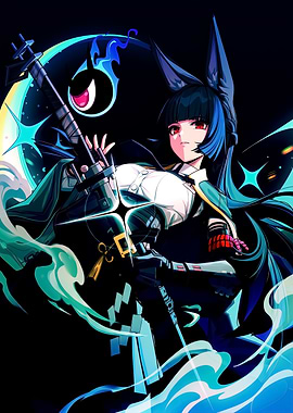 Anime Girl with Fox Ears and Gun