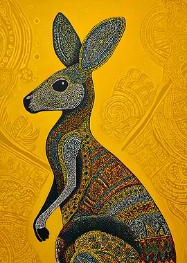 Australian Aboriginal Dot Art Kangaroo Painting