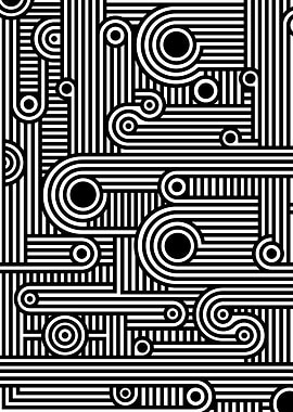 Black and White Retro Geometric Pattern