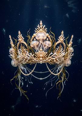 Underwater Crown with Jellyfish and Pearls